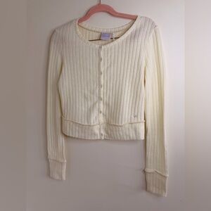 NWOT Urban Outfitters Cream Ribbed Cardigan